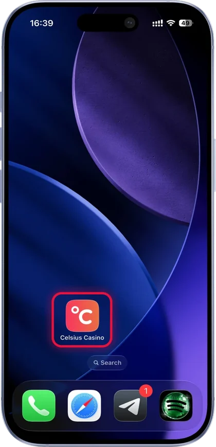 Celsius Casino app on iPhone, step 3