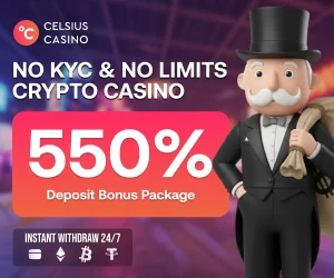 Celsius Casino 550% deposit bonus package