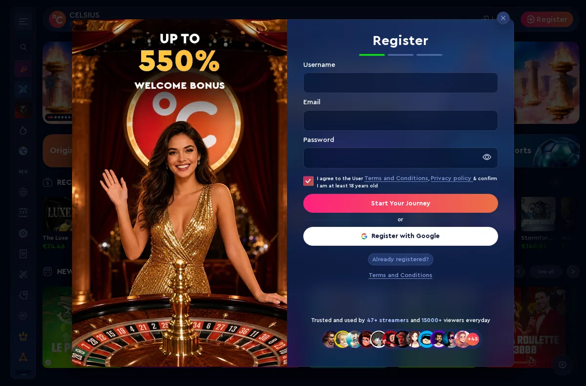 Celsius Casino landing page for Canadian players, October 2026