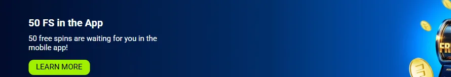 FairPari 50 FS in the App banner: 50 free spins in the mobile app