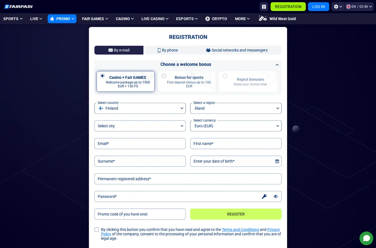 FairPari landing page for Canadian players, October 2026