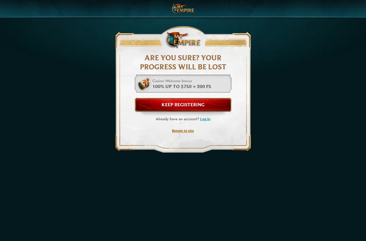 MyEmpire landing page for Canadian players, October 2026