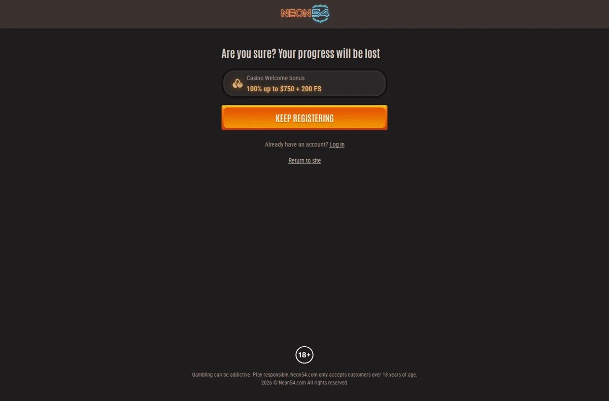 Neon54 landing page for Canadian players, October 2026