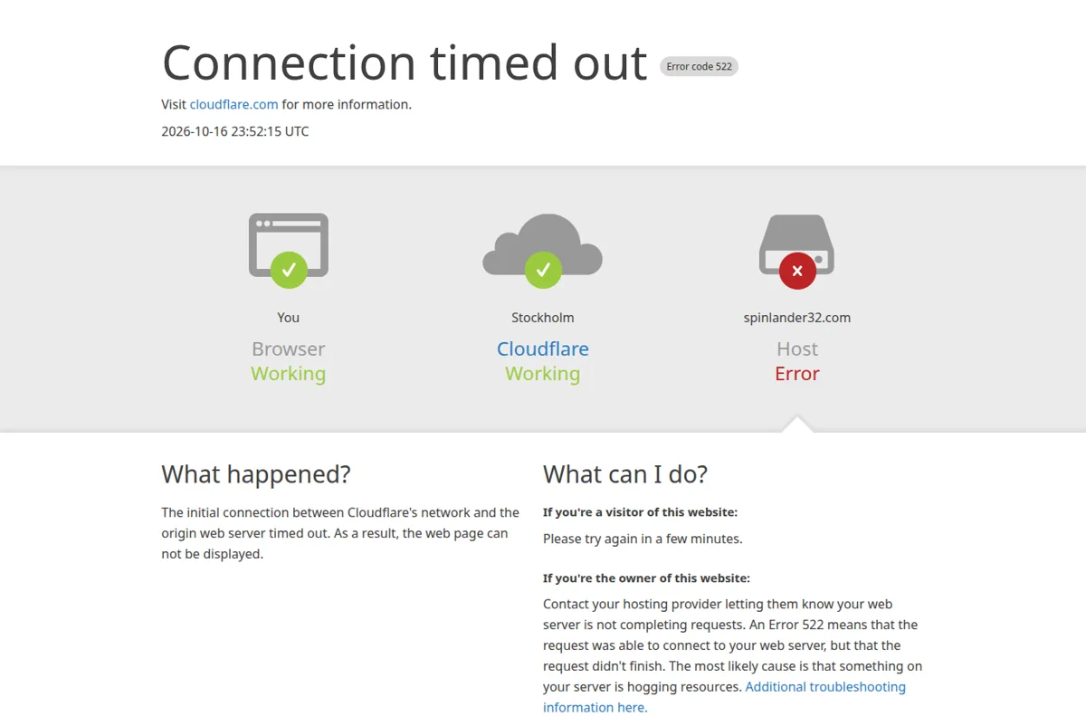 Spinlander landing page for Canadian players, October 2026